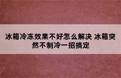 冰箱冷冻效果不好怎么解决 冰箱突然不制冷一招搞定